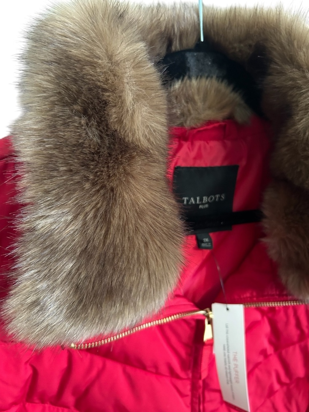 Talbots Faux Fur Collar Down Puffer Vest In Red Size 2XL NWT Full Zipper - Picture 2 of 11